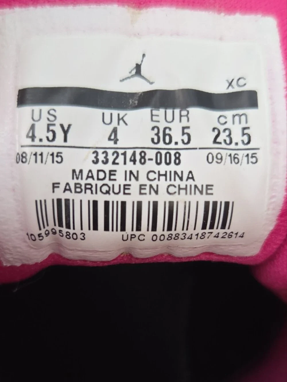 Nike Air Jordan Hi Retro Sneakers - Black/Hot Pink, Youth 4.5, Pre-owned